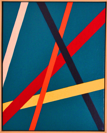 TEAL Bold geometric abstraction by Australian artist Dean Crozier. Six modular teal‑based canvases with intersecting colour bands create a dynamic, reconfigurable artwork suited to both expansive walls and compact spaces.