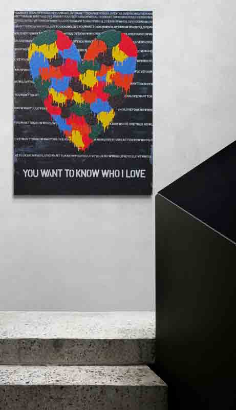 YOU WANT TO KNOW WHO I LOVE a strong statement artwork with a beautiful image.