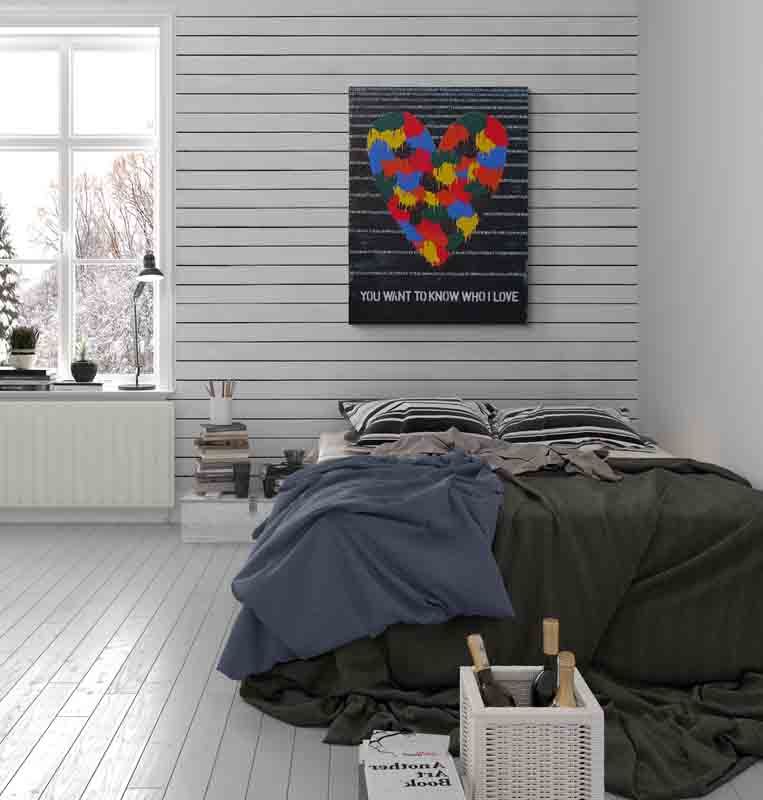 YOU WANT TO KNOW WHO I LOVE a strong statement artwork with a beautiful image.