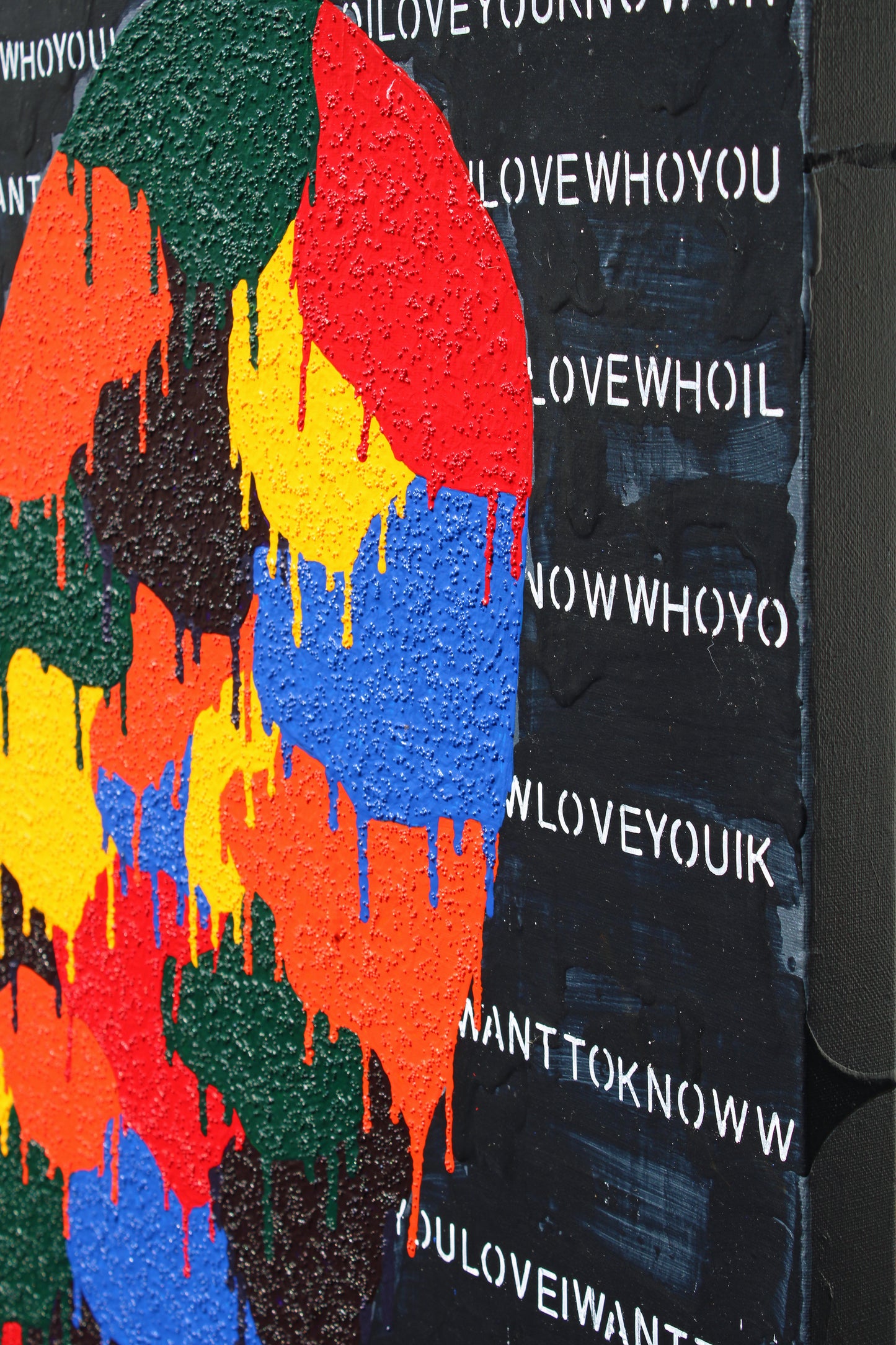 YOU WANT TO KNOW WHO I LOVE a strong statement artwork with a beautiful image.