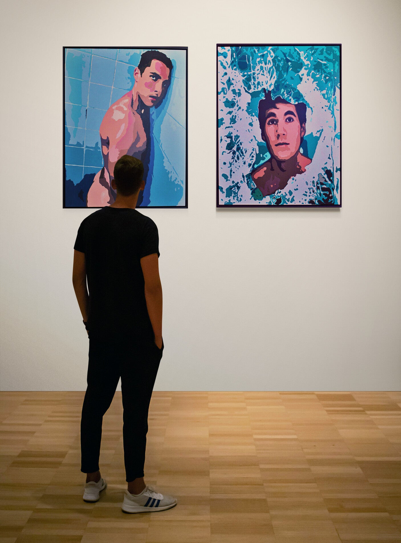 ENCOUNTERS #1 ALEX THROUGH THE BROKEN GLASS An abstract portrait of a young man seen through broken blue‑green glass. ‘Alex through the Broken Glass’ by Australian artist Dean Crozier explores memory, emotion and fading love in the ENCOUNTERS series.”