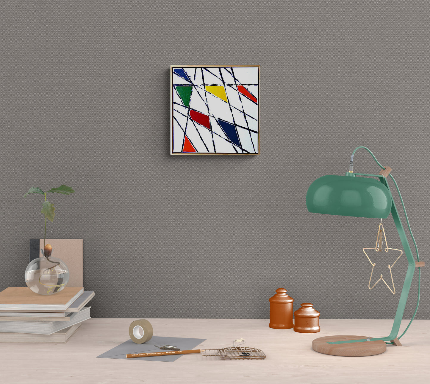 STRING THEORY 2 is a small work with a bright and colourful abstract image.