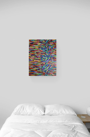 ANXIETY 2 A wave of anxiety floating through an otherwise ordered mind. A geometric abstract artwork.