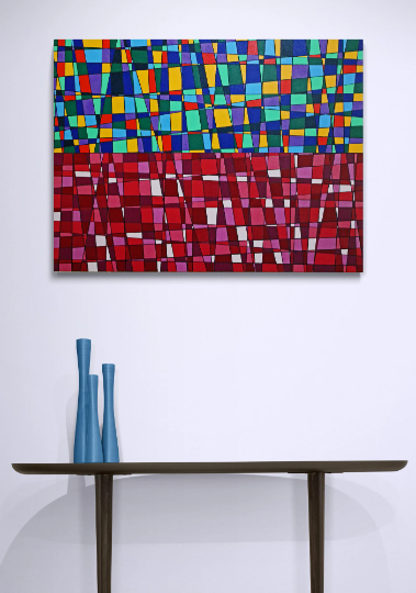 ANGER RISING the balance of suppressed rage and exterior calm. A geometric abstract artwork.