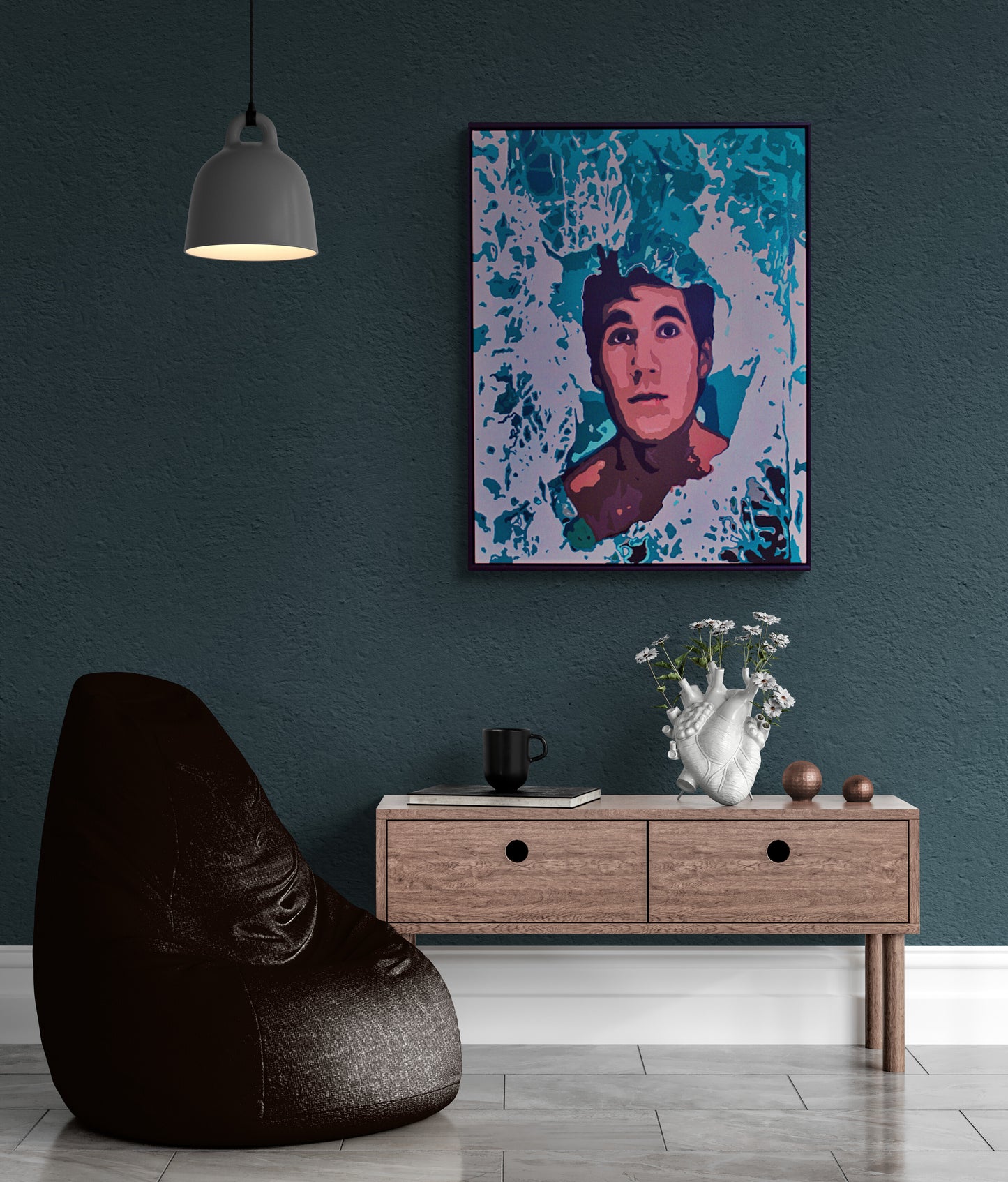 ENCOUNTERS #1 ALEX THROUGH THE BROKEN GLASS An abstract portrait of a young man seen through broken blue‑green glass. ‘Alex through the Broken Glass’ by Australian artist Dean Crozier explores memory, emotion and fading love in the ENCOUNTERS series.”